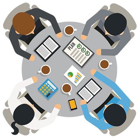 Illustration réunion application sur mersure